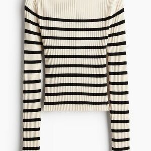 Striped Rib Knot Long Sleeve Sweater